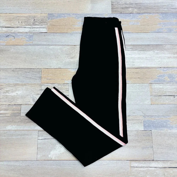 Reitmans Pants - REITMANS Iconic black pants with  pink and white stripes